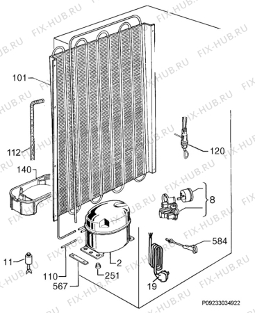 Взрыв-схема холодильника Zanussi ZRA733W - Схема узла Cooling system 017